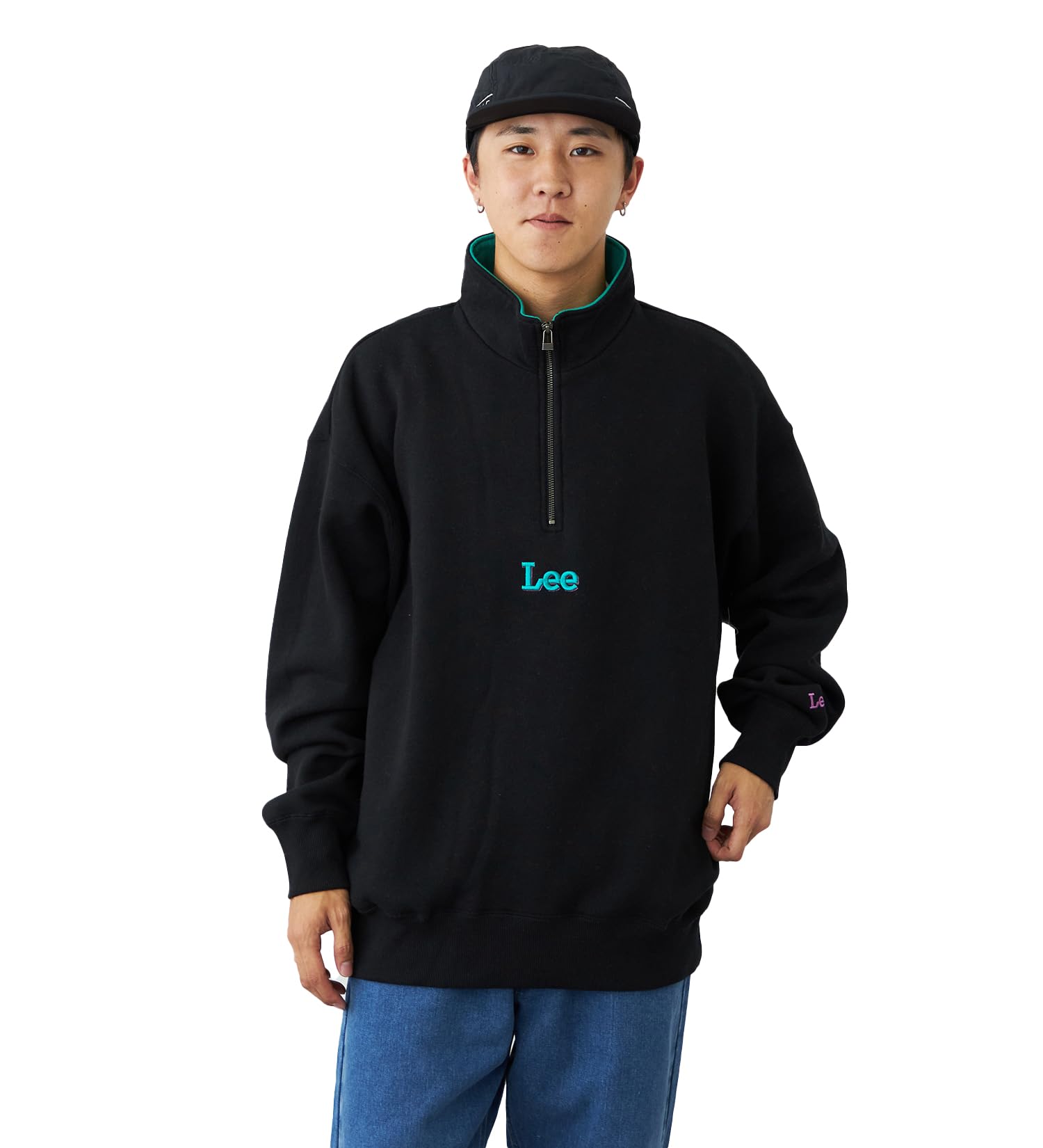 

Lee Black Men s Half-Zip Sweatshirt, чёрный