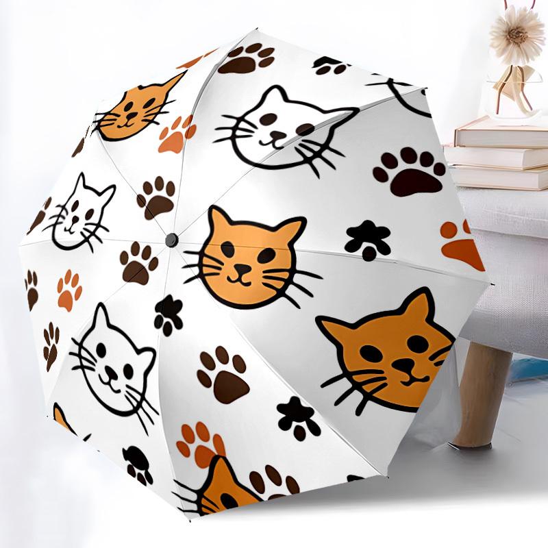 

1pc Cat Paw Prints Automatic Folding Umbrella Durable Iron Frame,All Seasons Home Travel Outdoor Multifunctional Umbrella yy251115118