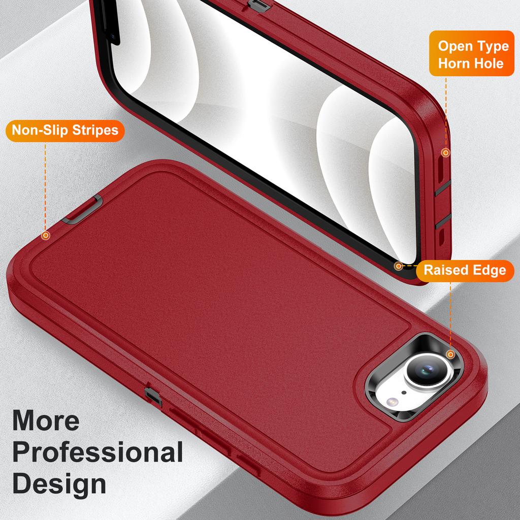 For iPhone 16e Case PC + Silicone + EVA 3 in 1 Shockproof Phone Cover