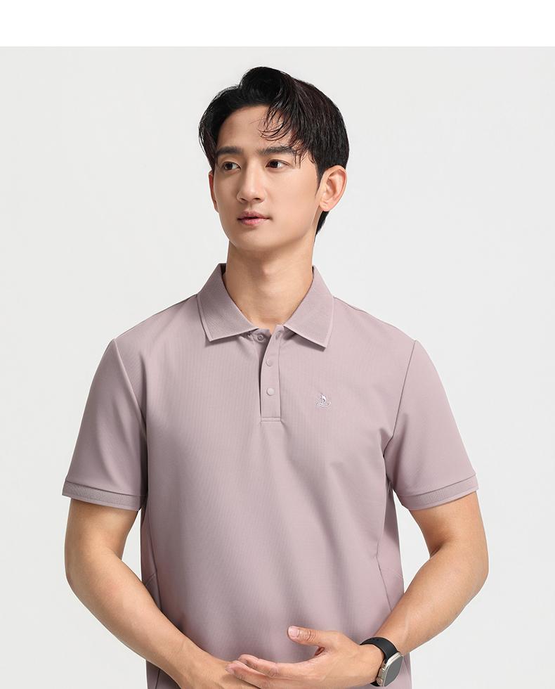 Langdeng Men's Summer Skin Friendly Quick Drying Waffle Polo Shirt