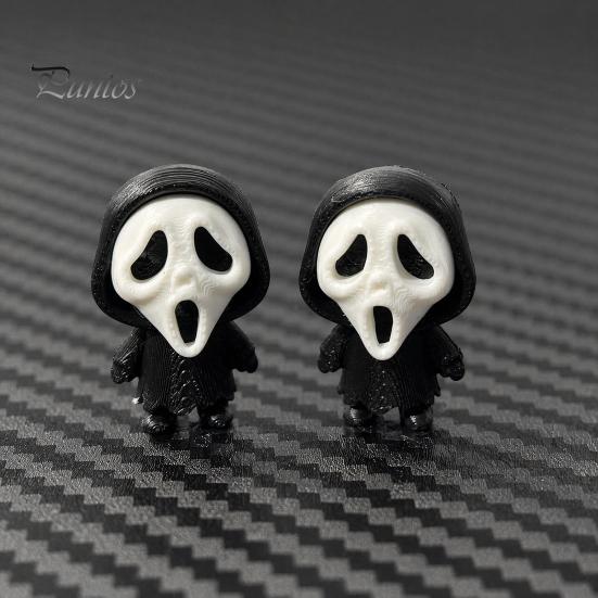 Black Robe Ghost Figurine 3D Printed Scream Face Ornament, Mini Desktop Statue for Halloween Miniature Gift Decoration, Funny Skeleton Home