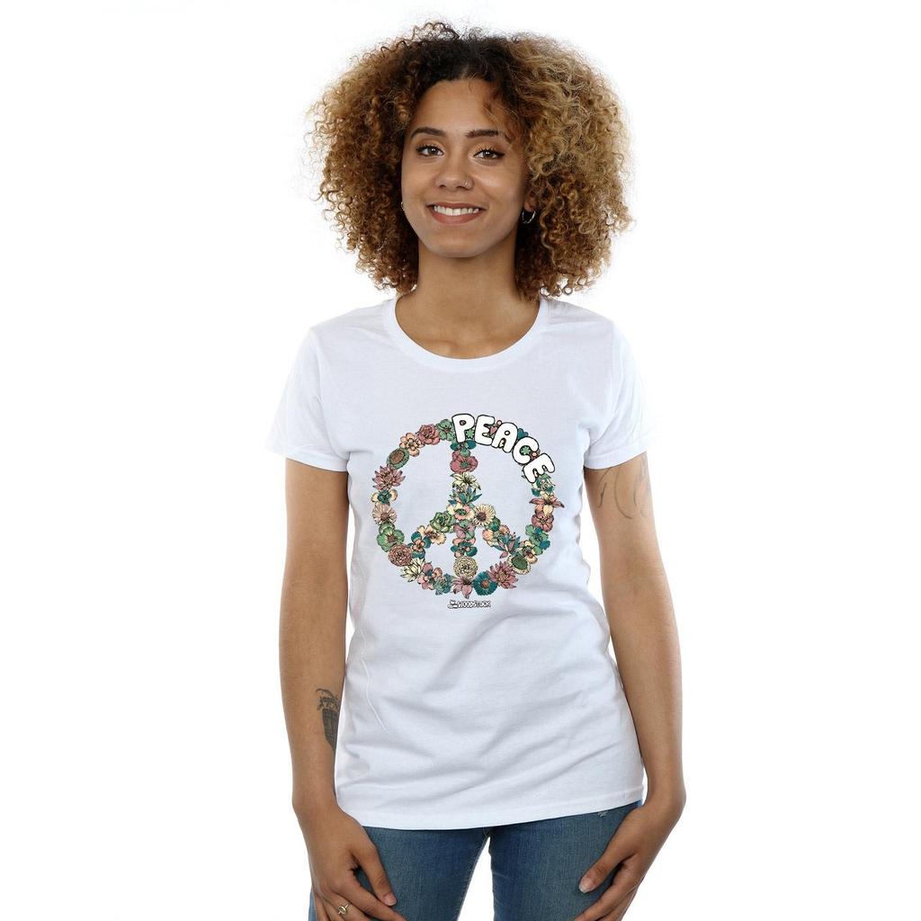 Woodstock Womens/Ladies Floral Peace Cotton T-Shirt