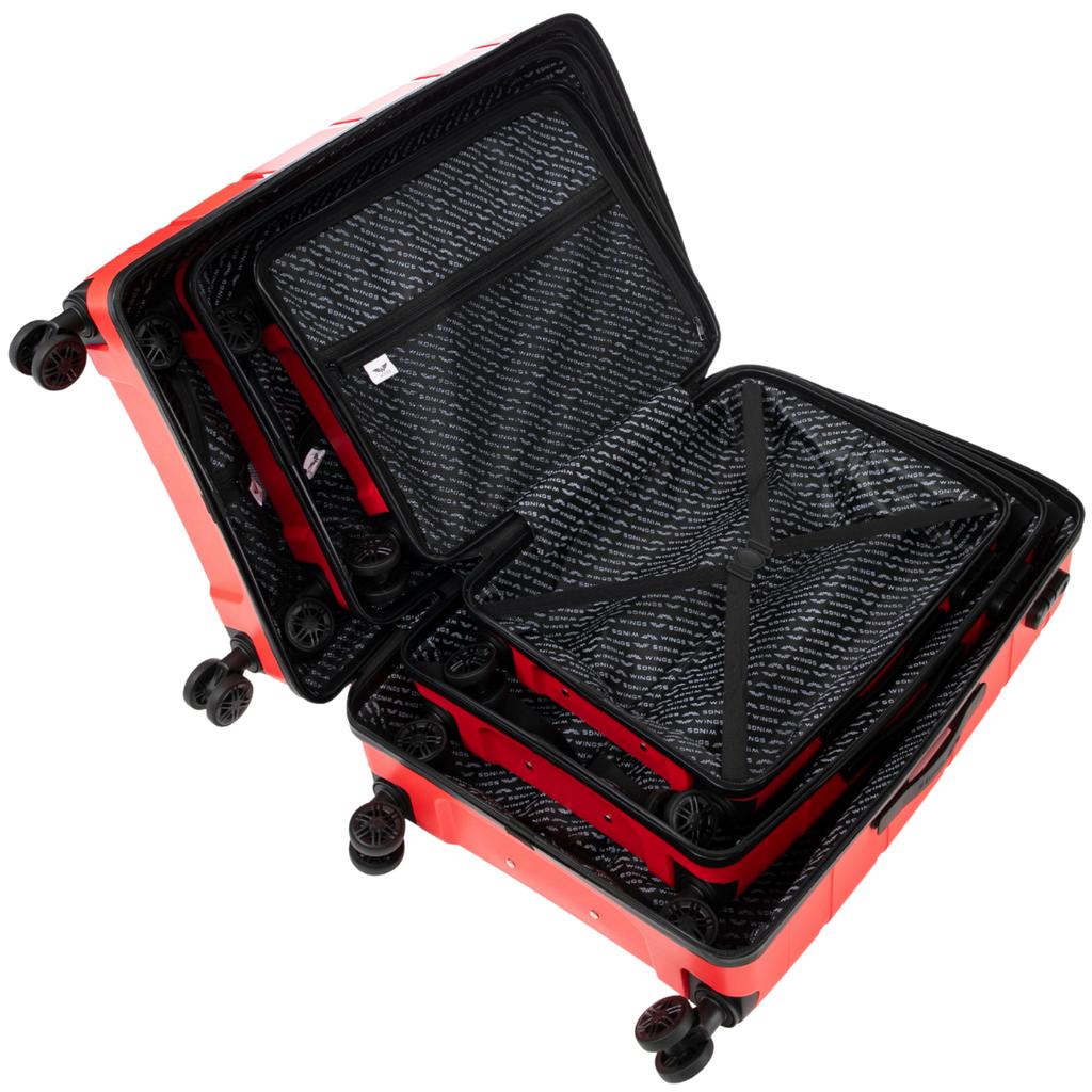 Komplet 3 Walizek Wings Hawfinch 3.0 Polipropylen Red