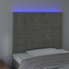 vidaXL LED Headboard Light Grey 100x5x118/128 Cm Velvet