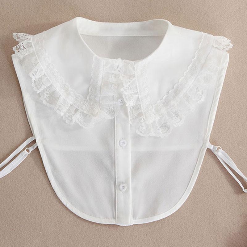 Big Lapel Lace Fake Collar Shirt White Fake False Collars Woman Removable Lady Detachable Collar and Cuff Faux Col Chemisie