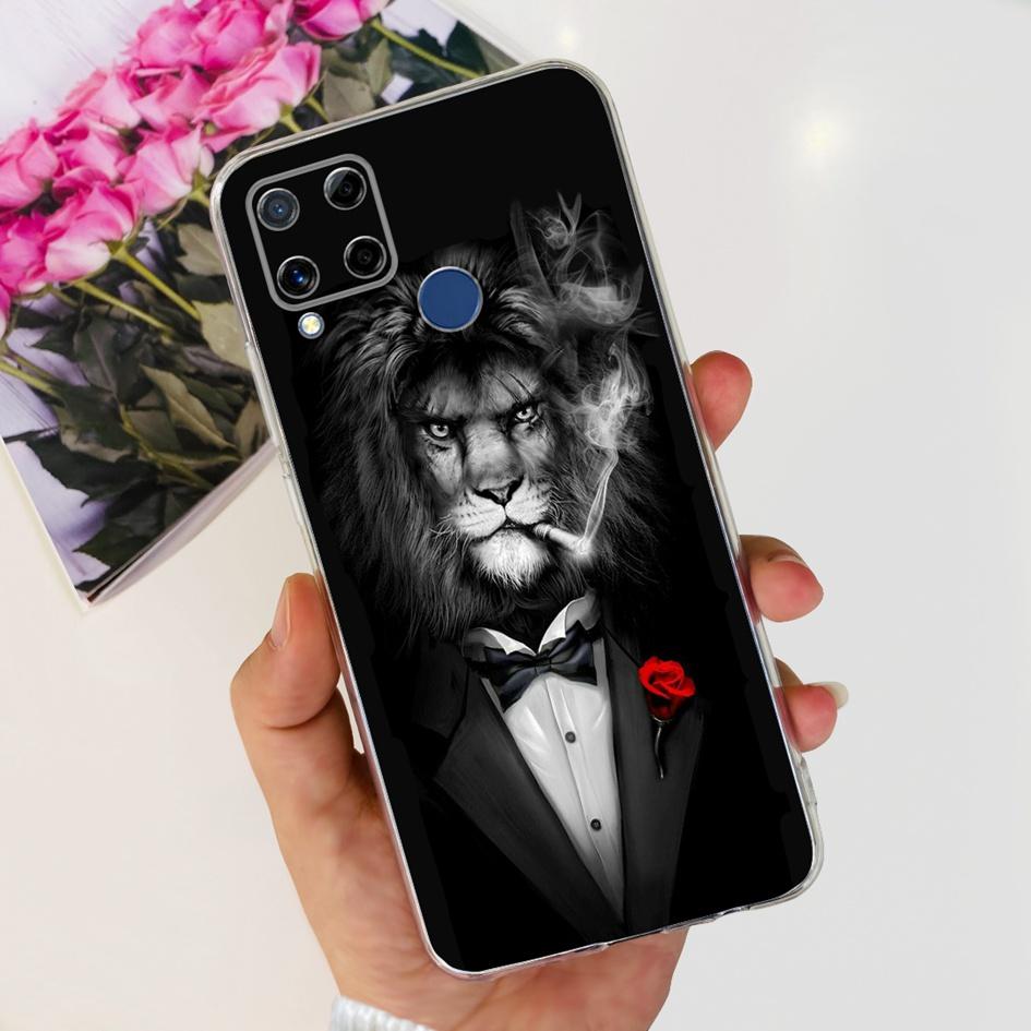 For Realme C15 Case Fashion Marble Butterfly Flower Soft TPU Phone Case For Realme C15 RMX2180 RMX2195 Coque C 15 Silicone Cover