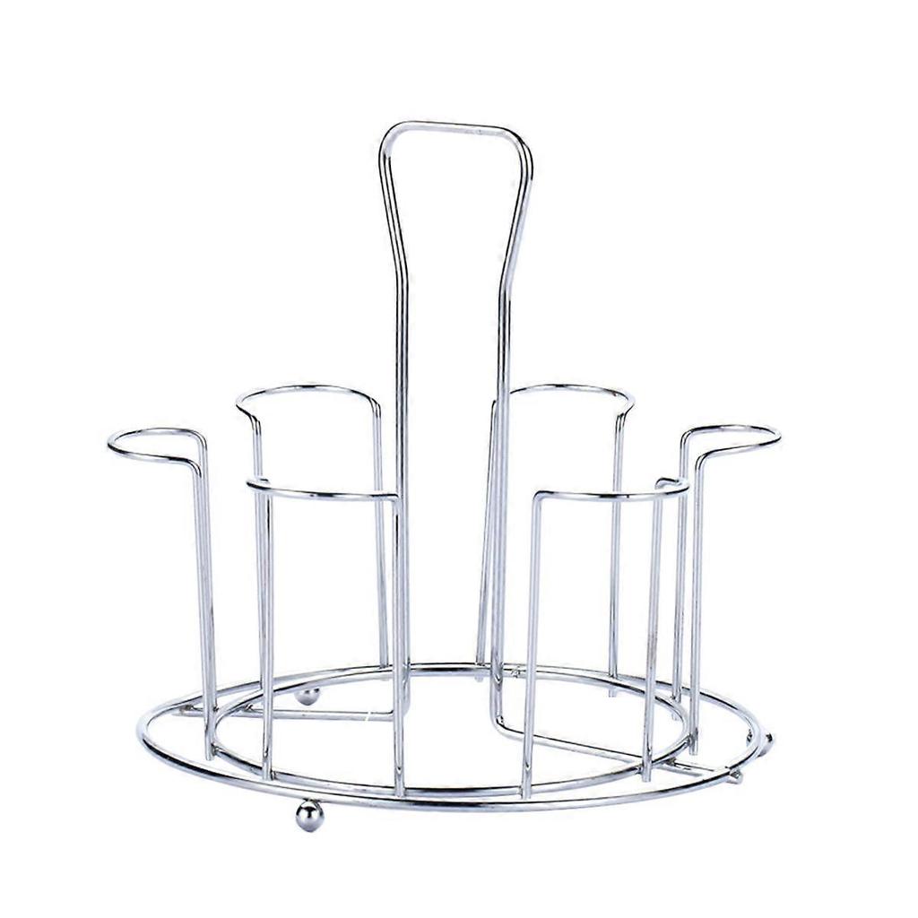 Draining Cup Storage Rack Stainless Steel Water Cup Holder Compact Design For Kitchen Silver 6.7X6.7X5.9In 1Pcs