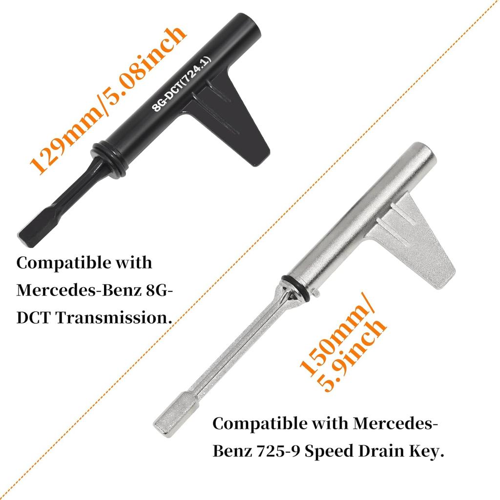 7PCS Metal Transmission Oil Change Filling Tool, Compatible With Mercedes Benz 725.0 8-Speed 9-Speed Transmission, With 9-Speed Hybrid Fuel Filler
