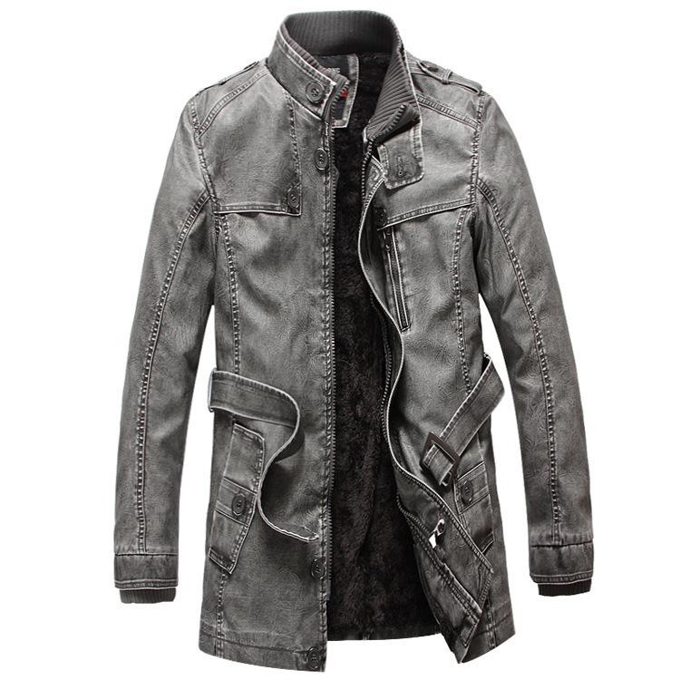 Chaqueta de Hombre Biker Chaqueta de Cuero PU para Hombre a la Moda