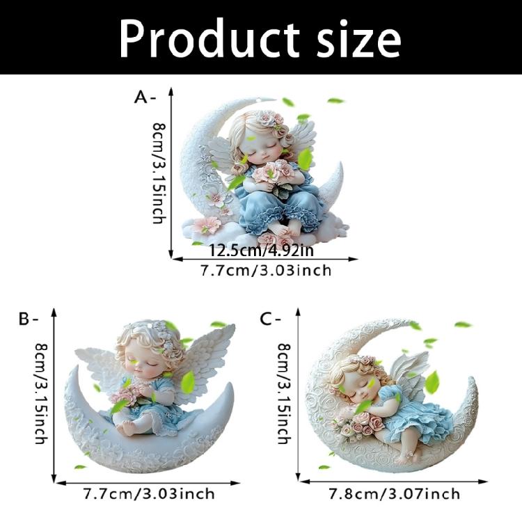 2D Angel Baby On Moon Acrylic Pendant Keychain Bags Charm Car Hanging Ornament Gift For Holiday Homes Office Decors
