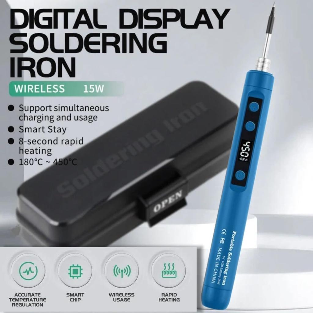 Cordless Soldering Iron Kit, Rechargeable Portable Soldering Gun with Digital Display, 180-450°C Adjustable Temperature, with Stand/Solder Wire