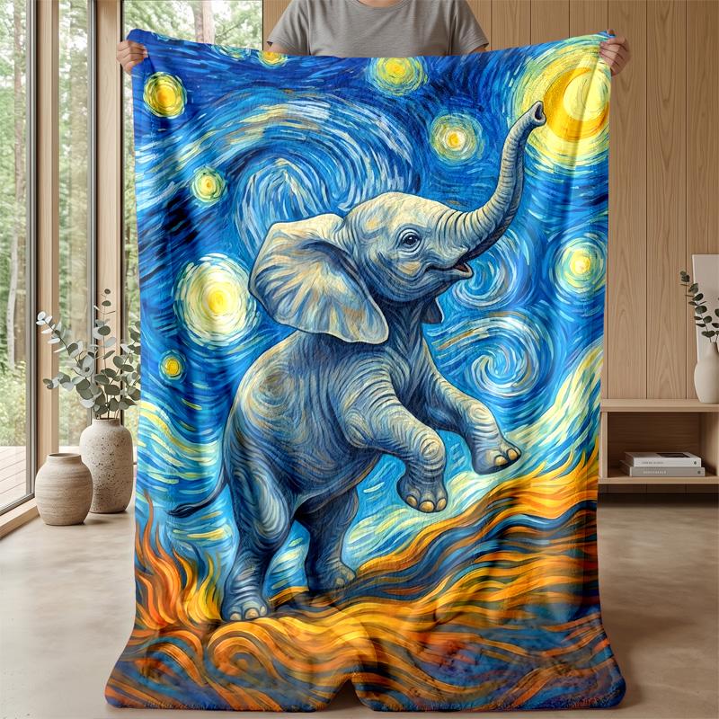 Elephant Warrior and Dragon Theme blanket Lightweight Warm Flannel Blanket Decorative Throw Blanket for Home Decoration