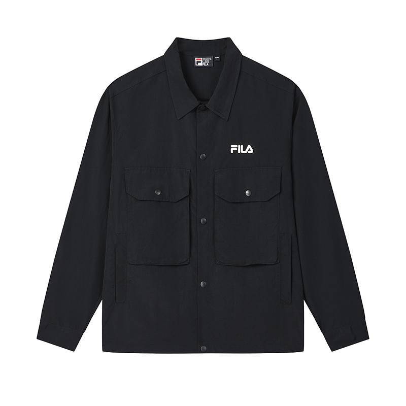 FILA Original Fashion Versatile Casual Simple Comfortable Long Sleeve Shirt Men shirts Legendary-Blue F11M529406F-NV M