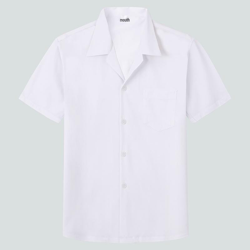 Dongyu Men's Casual Loose Solid Color Short-Sleeve Lapel Shirt for Spring and Summer