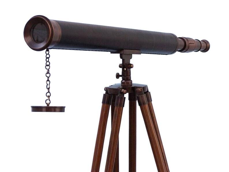 Nautical Brass Spyglass Telescope with Wooden Tripod - 39 Inch