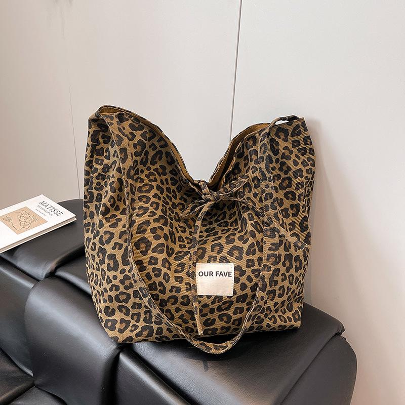 

Новая Мода Ленивый Ветер Свободный Тренд Сумка-тоут Двусторонняя Назад Кроссбоди Сумка Клетчатая Холщовая Сумка цветной печати леопарда