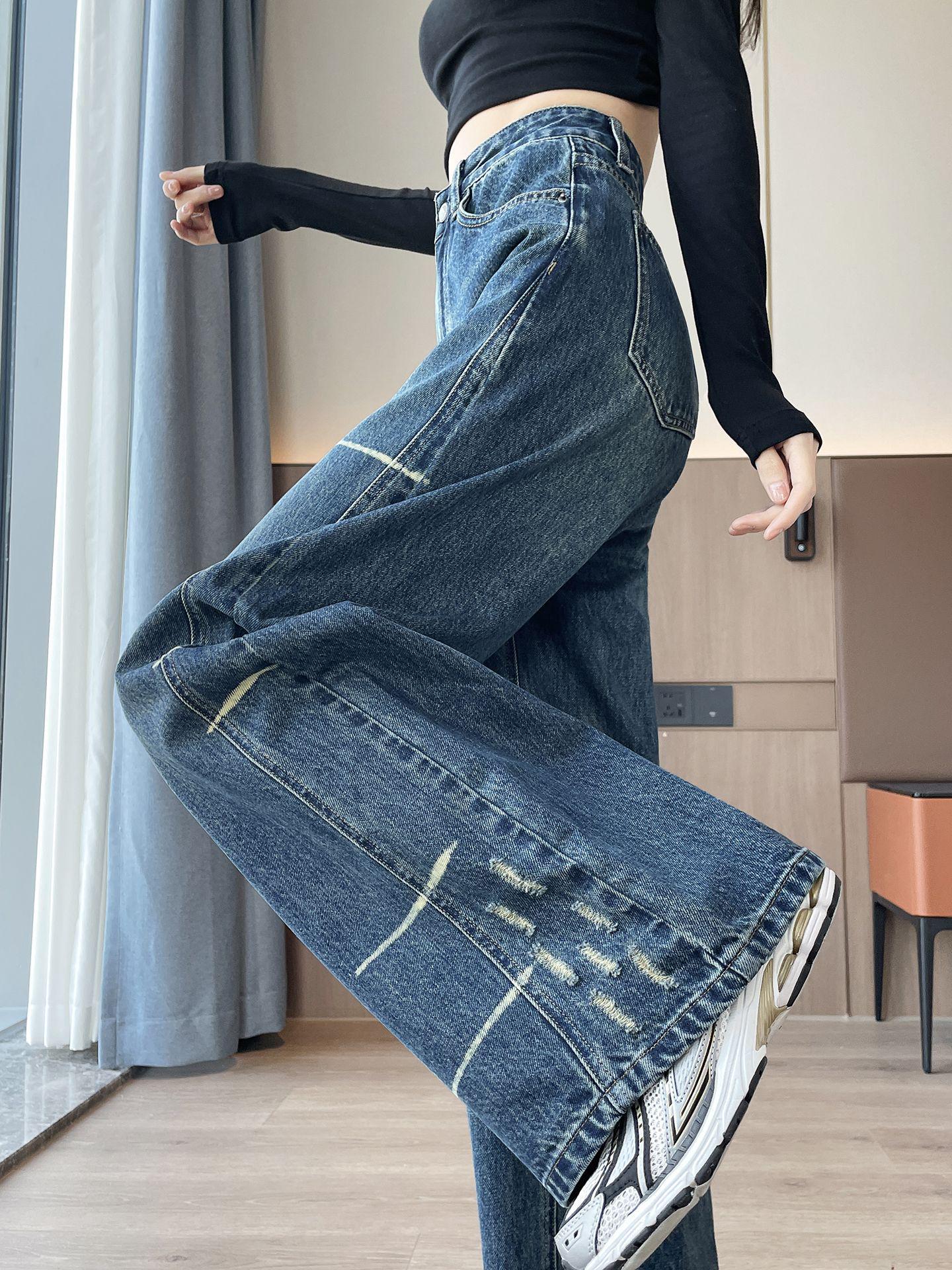 

Women s Retro High-Waisted Wide-Leg Denim Pants - Spring/Autumn 2025 2XL [129-143 lbs]