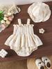 Floral Strappy Sleeveless Baby Romper & Hat