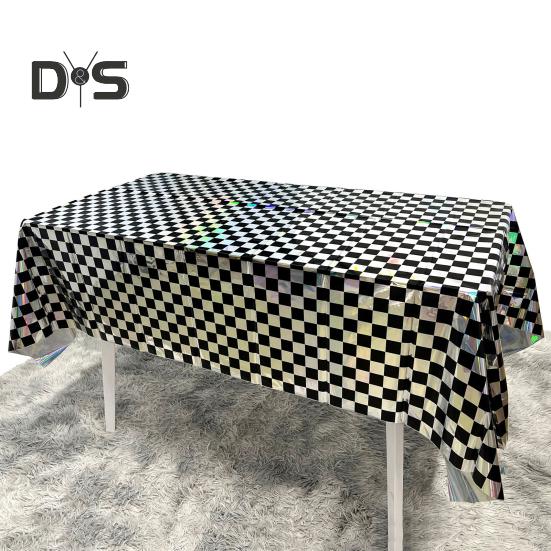 3-pack plastduk skinnende rektangel engangsbordtrekk iriserende festdekorasjoner for piknikcamping