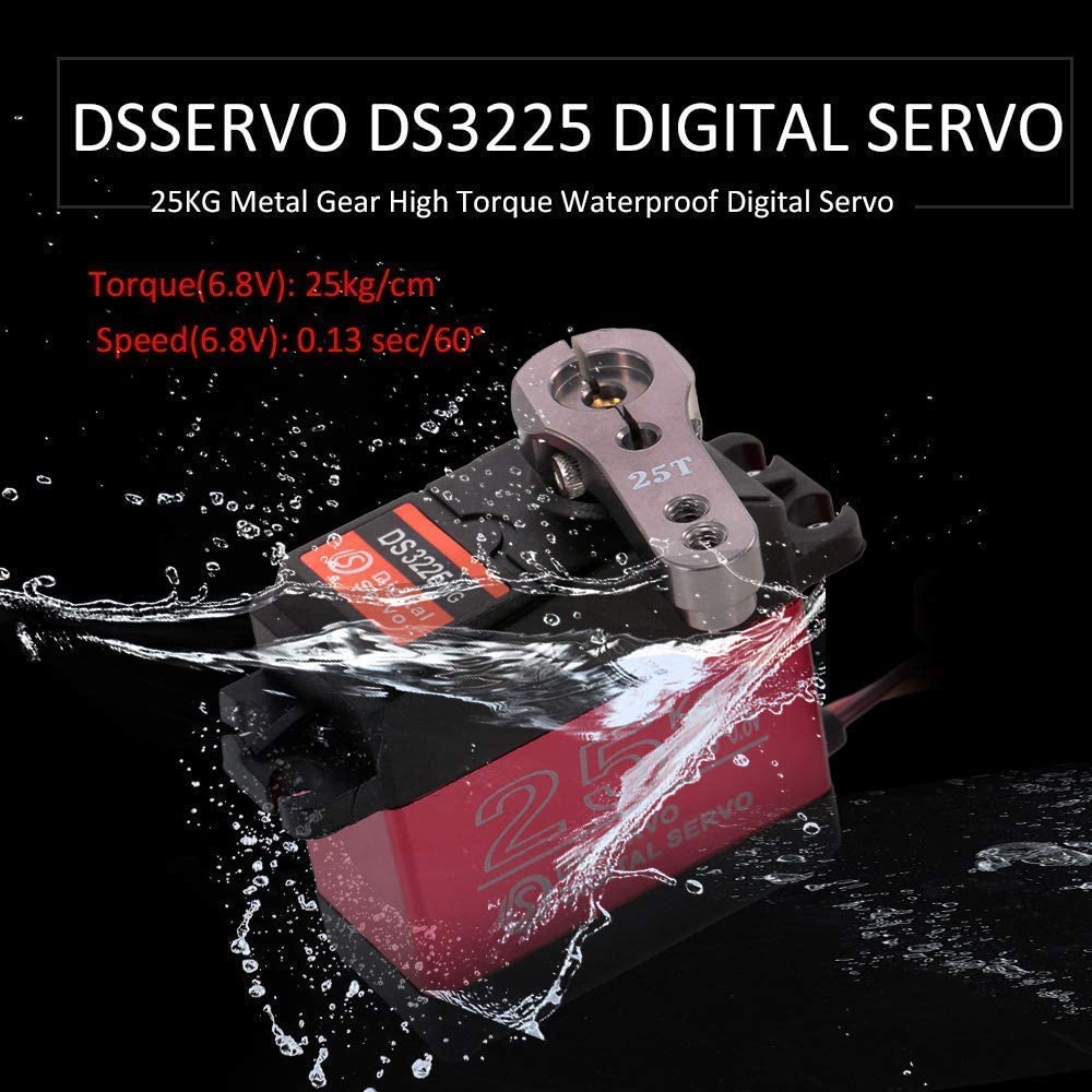DS3225 25KG High-Torque Servo Motor | Full Metal Gear for Durability | Ideal for Robotics and RC Cars | Red & Black | Plastic Housing