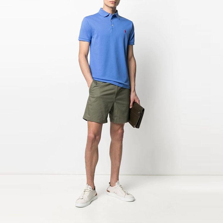 Polo Ralph Lauren Solid Color Logo Embroidered Straight Fit Short Sleeve Polo Shirt Men tops Blue 710541705-056