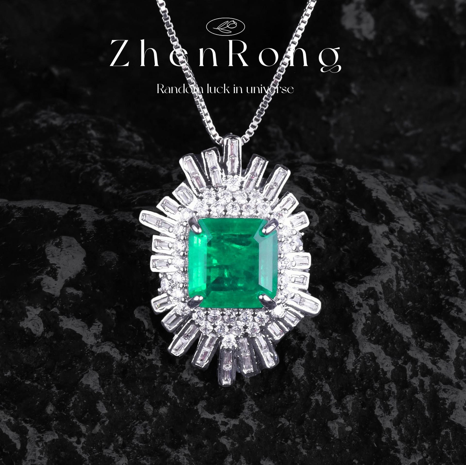 

BELLA BOX Light Роскошный универсальный хлопковый изумрудный квадратный циркониевый кулон, подходящий для женской свадьбы, ювелирные изделия высокого класса зелёный