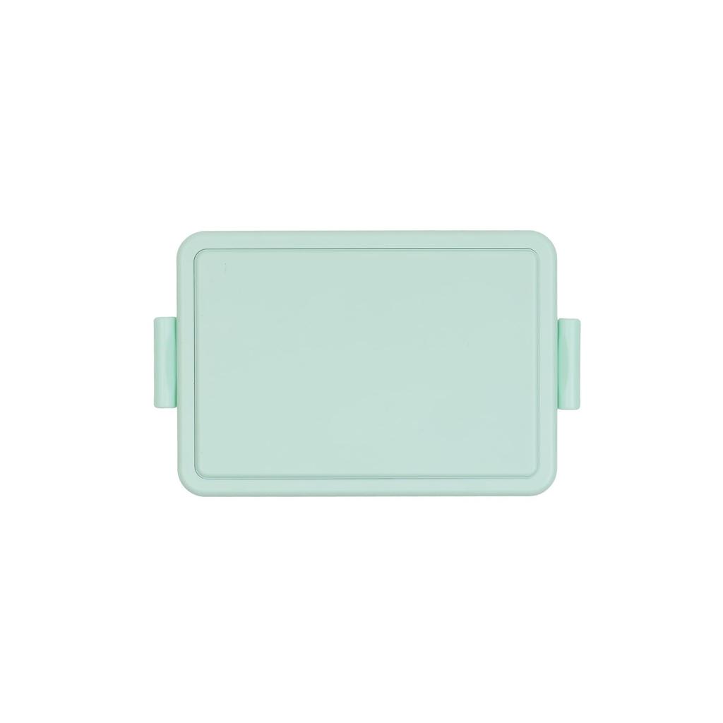 GEL-COOL Square Lunch Box with Integrated Ice Pack, Mint Green, Medium, 15 x 9.4 x 6 cm, 400ml Capacity, Single Tier, Divided, Easy Clip, Microwave &