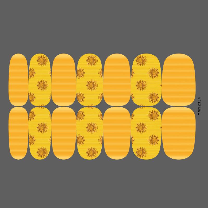 Bright Sunflower Waterproof Nail Stickers - Long-Lasting, Cute, Full-Cover Ins Style