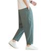 Men's Versatile Cotton Linen Casual Pants - Loose, Nine-Point, Korean Trend, Straight Leg