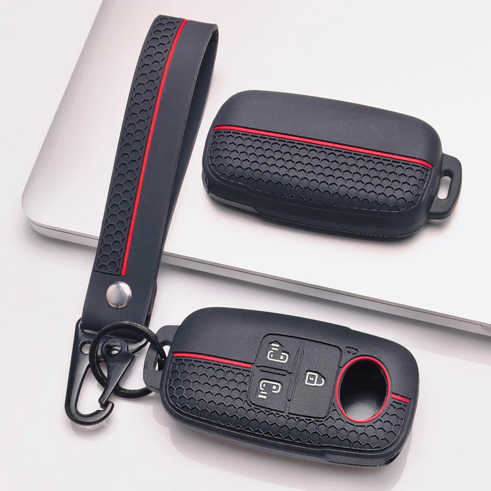 Key Cover for Toyota Raize Tanto Rex Ativa Daihatsu Rocky Tanto Subaru Rex with Keychain Honeycomb Texture Racing Stripe Remote Key Case Protector