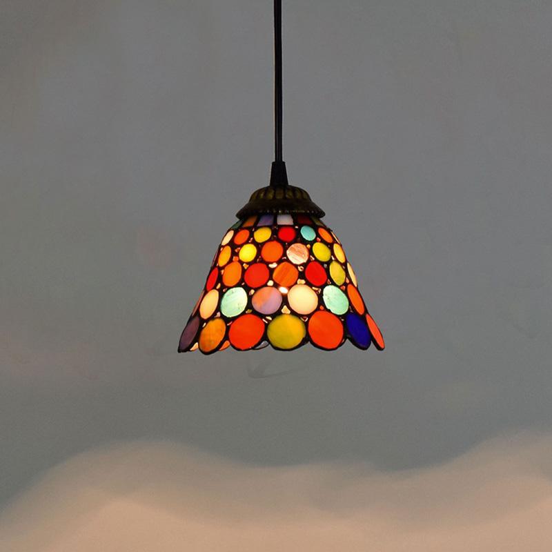 Colorful Mediterranean Style Bohemia Lamp Stained Glass Shade Mosaic Pendant Light for dining room bar lighting