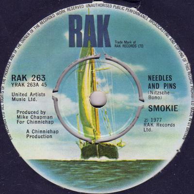 7inch Record SMOKIE - Needles And Pins RAK263 RAK 1977 UK Rock Used