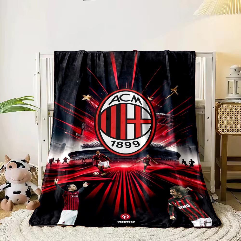 AC Milan Soccer Designed Flannel Blanket for Bedroom, Living Room, Sofa, and Nap