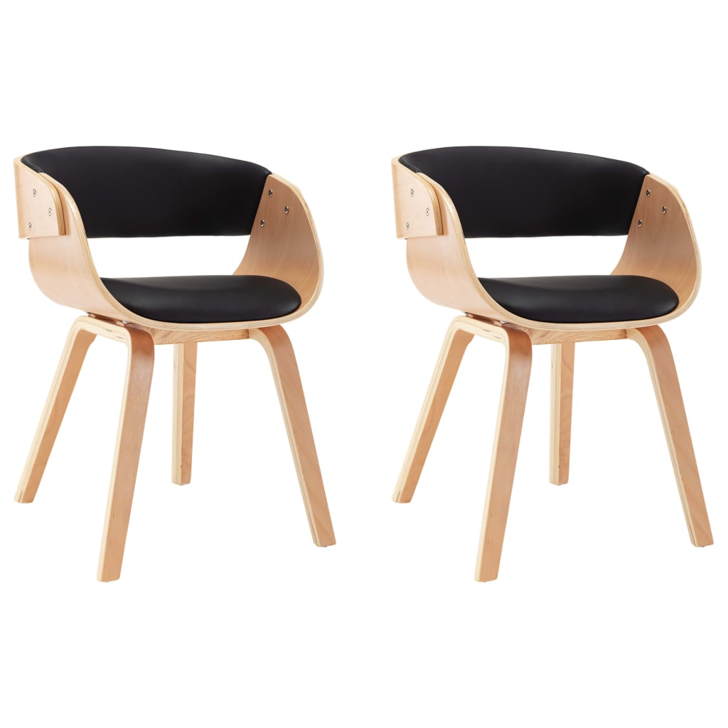 Dining Chairs 2 Pcs Black Bentwood and Faux Leather