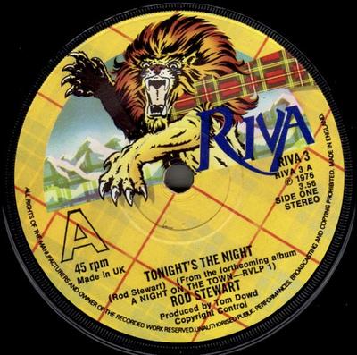 7inch Record ROD STEWART - Tonight's The Night RIVA3 Riva 1976 UK Rock Used