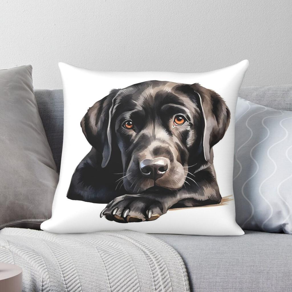Labrador Retriever Square Pillowcase Polyester Linen Velvet Pattern Zip Decor Home Cushion Cover
