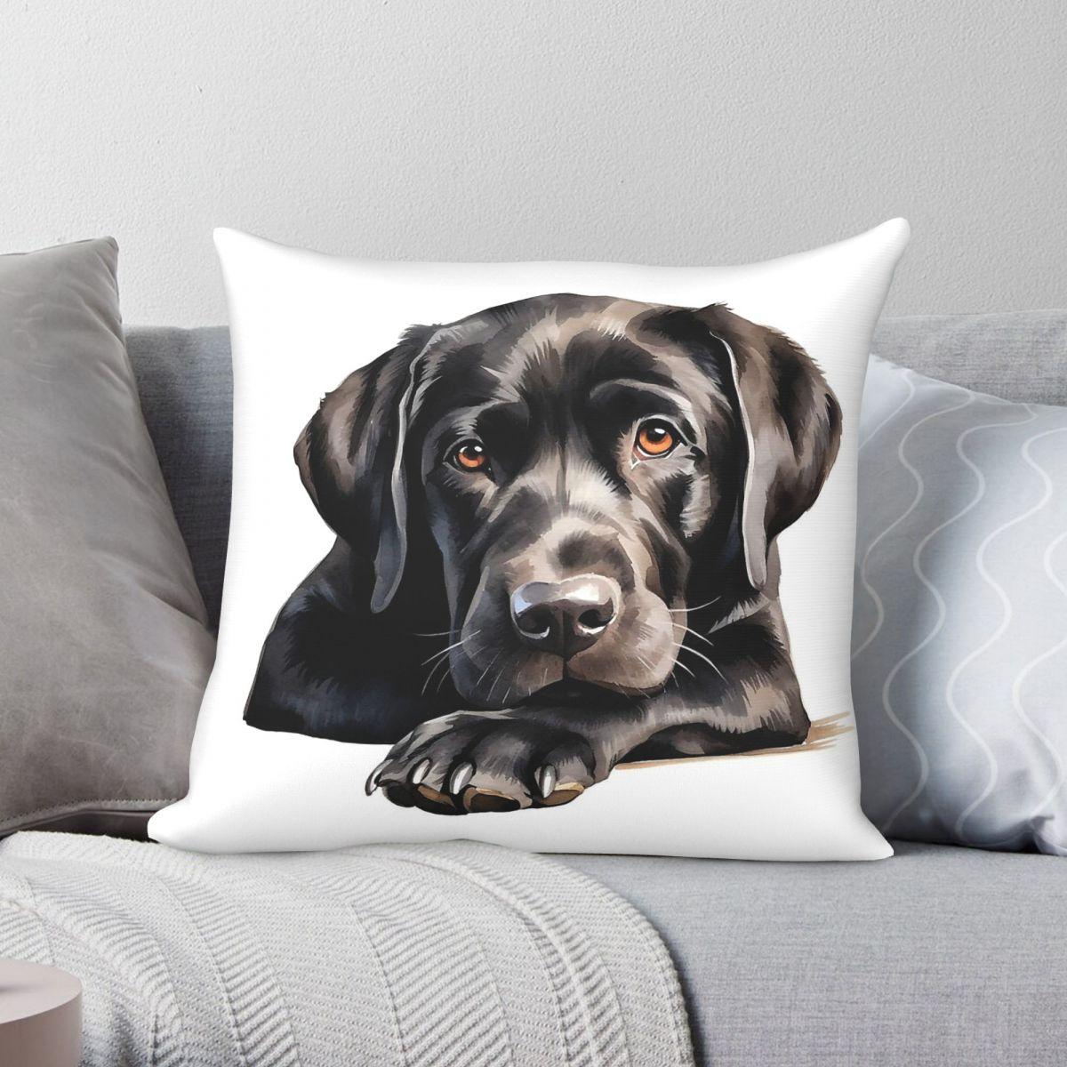 Exquisite Ornaments Unisex Labrador Retriever Square Pillowcase Polyester Linen Velvet Pattern Zip Decor Home Cushion Cover