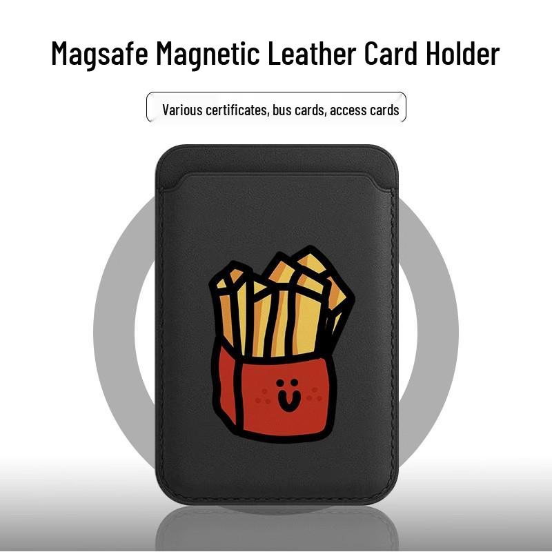 Happy Fries Cartoon Card Slot Door Case for iPhone 17 Pro, 14 Pro Max, and 11/12/13
