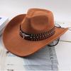 Western Cowboy Style Tibetan Bull Head Accessories Fashion Top Hat Autumn/Winter New Collection Deer Skin Velvet Large Edge Riding Hat