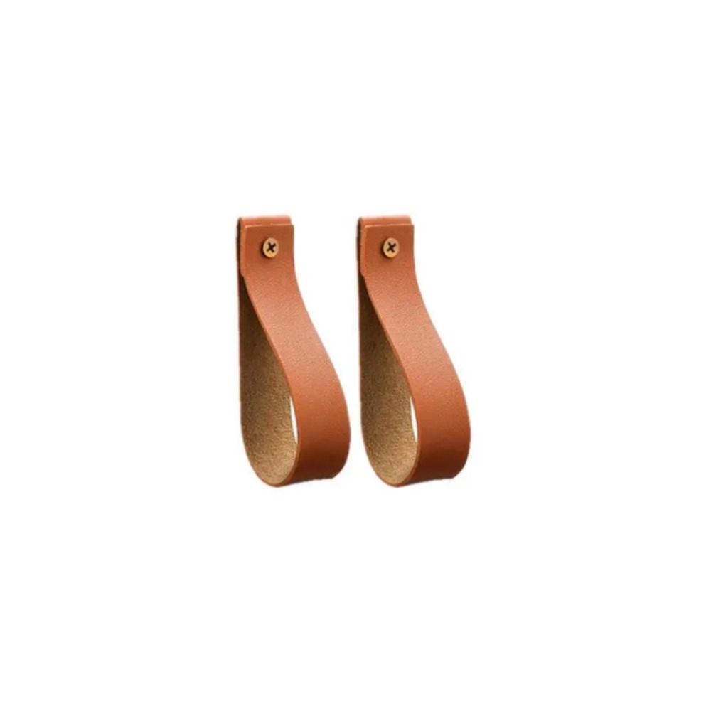 2PCS Wall Mounted Leather Towel Rod Holders PU Curtain Rod Holder Wall Mounted Hook  Cabinet