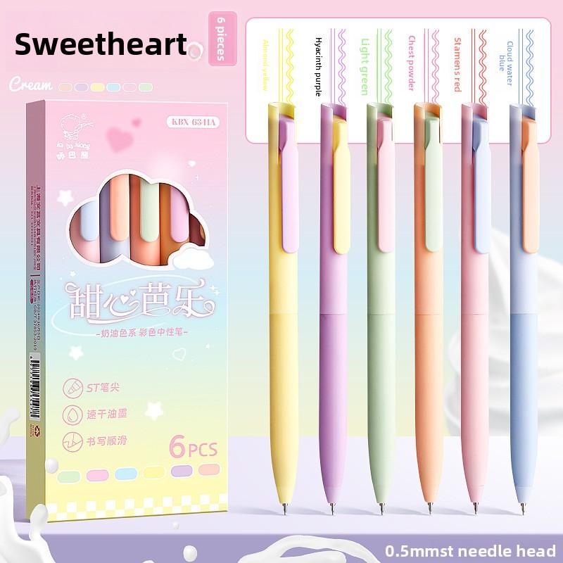 Farbige 6 Stück/Set 0,5 mm Farbtinte Gelstift Feine Spitze Geschmeidiges Schreiben Kugelschreiber Drucktyp Schreibstifte Schule&Büro