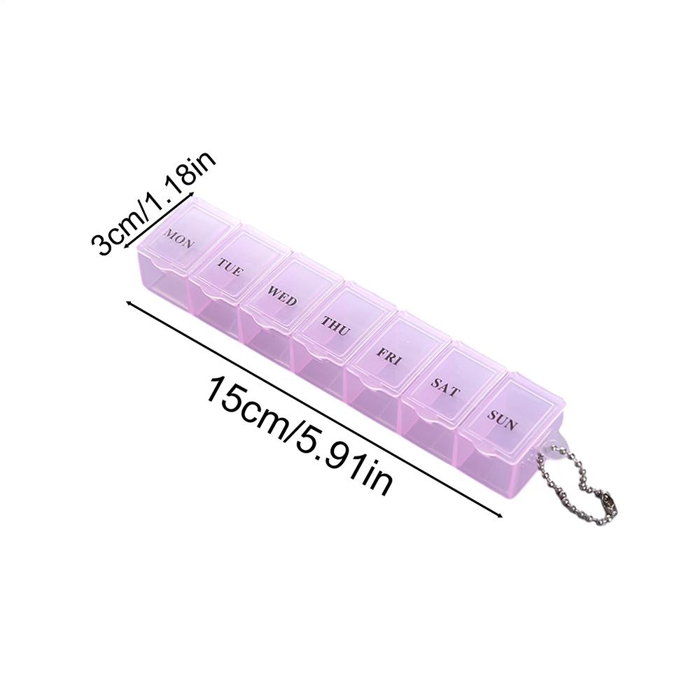 

7-дневный контейнер для таблеток, еженедельный держатель для таблеток, прозрачный контейнер для таблеток, органайзер, прозрачный цветной чехол-разделитель розовый