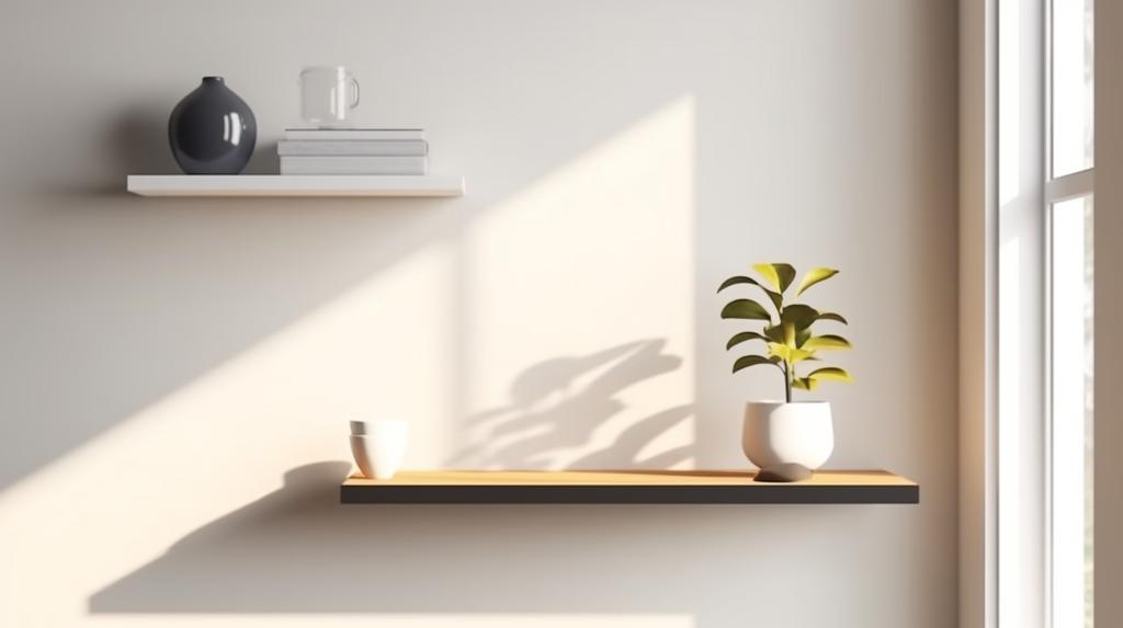 White Wall-Mounted Hanging Shelf For Books - Loft Style + Shelf Support