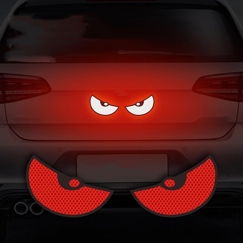 2PCS Devil Eyes Reflective Stickers 3D Angry Cat Eye Decals High Visibility Night Safety for Car Motorcycle Helmet Bumper