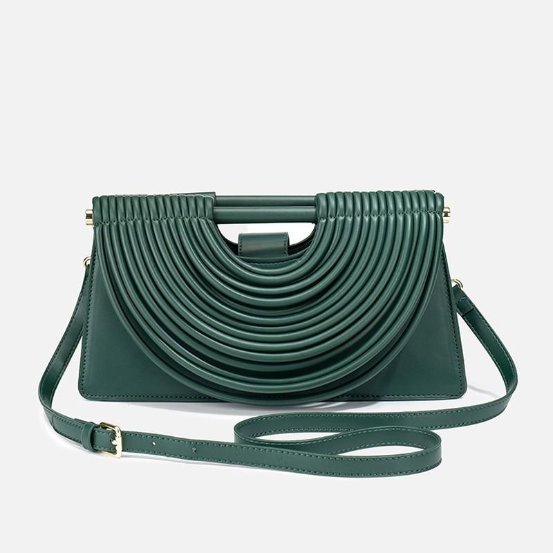 Crossbody Bag Hand-knitted Shoulder Women s Line Comb-style Handbag Trapezoid #2502 темно-зеленого