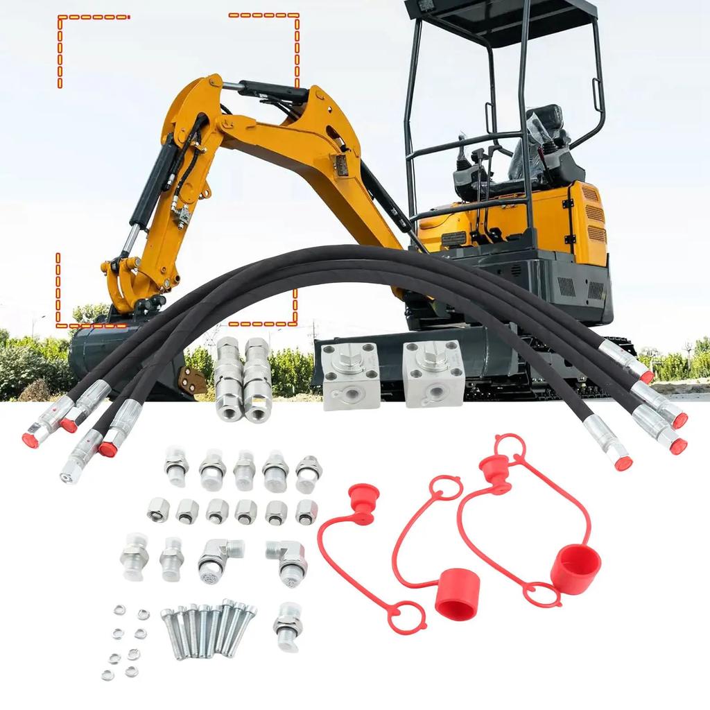 3 Way Diverter Valve 3 Way Diverter Valves with Quick Connectors 31 Inch Flexible Hoses for 1-2 Ton Chinese Mini Excavator