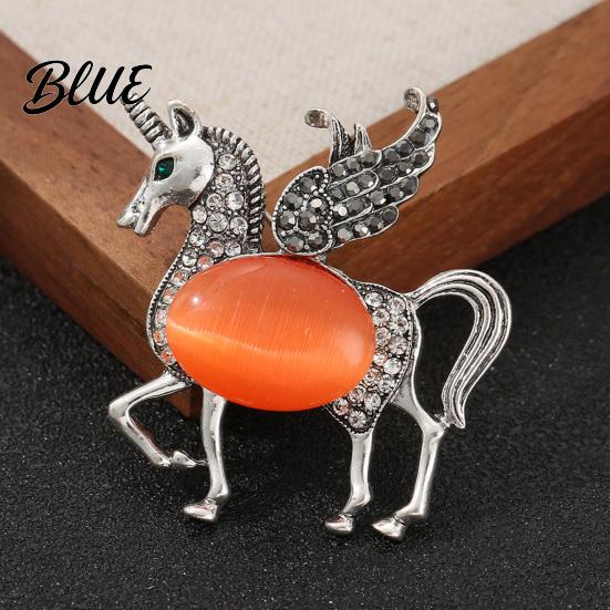 Rainbow Unicorn Pin Brooch Horse Design Enamel with Imitation Crystals