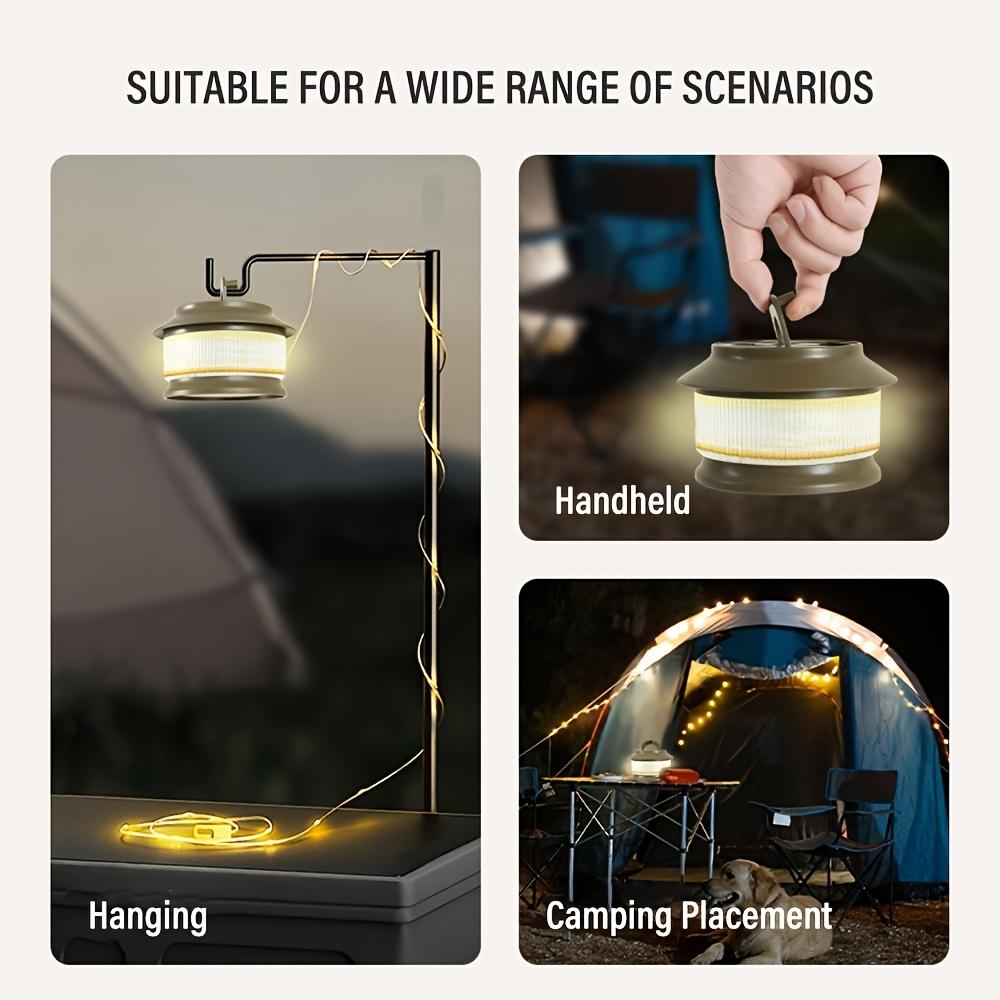 D5 LED Camping Lantern Portable Electric Light, USB Rechargeable Portable Camping Light, Warm White Lighting, Five Dimming Modes