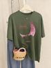 Beautiful Moonlight Prints T-Shirts Women Summer Comfortable Short Sleeve Tops Soft Loose T Shirt Basics O-Neck Womans Clothes