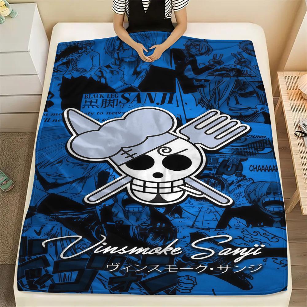 1PC One Piece Straw Hat Pirates Patterned Flannel Blanket Suitable For All Seasons For Home Decor Warmth And Comfort Gifts Holiday Present